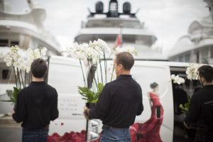 Orchids delivery to a boat