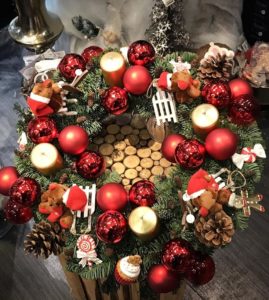 A red Christmas wreath