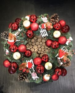 A red Christmas wreath