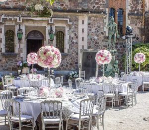 Floral decoration of the garden for the wedding