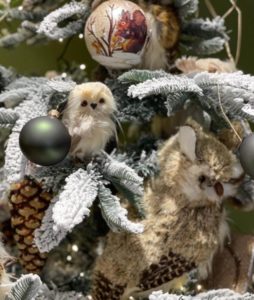 A Christmas tree with owls