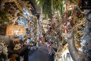 Narmino's florist's shop decorated for Christmas